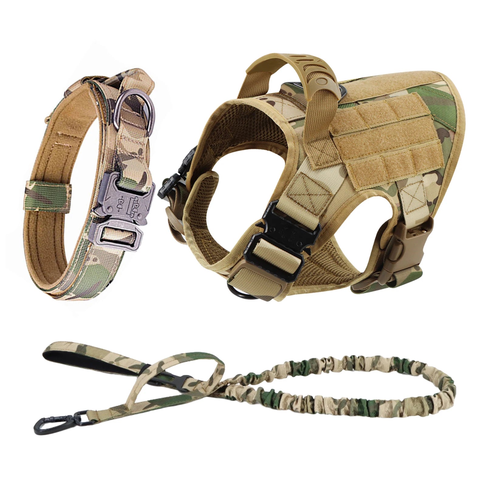 PawRoam Tactical Dog Harness & Leash Set — No-Pull Training Vest for Medium & Large Dogs