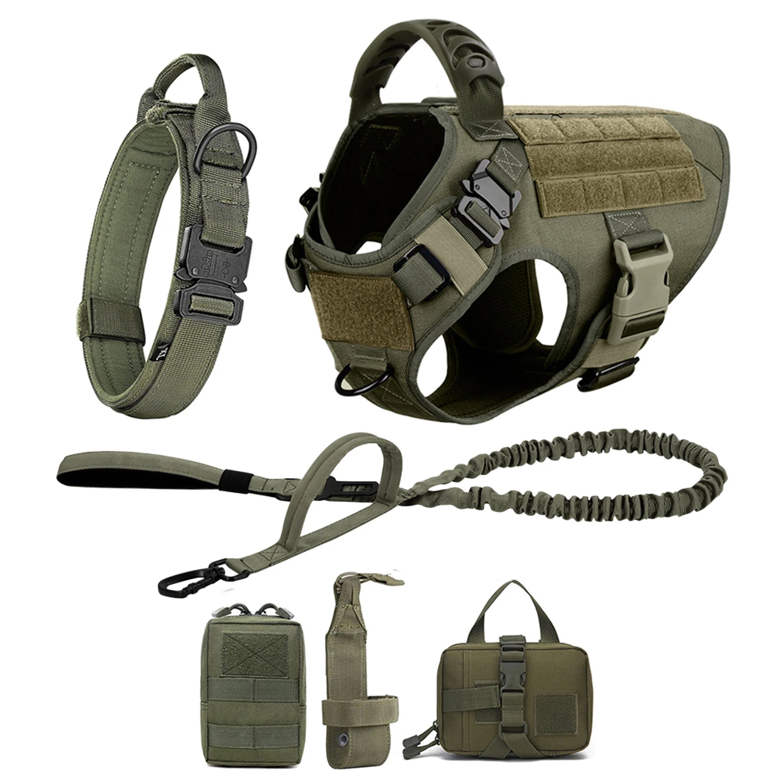 PawRoam Tactical Dog Harness & Leash Set — No-Pull Training Vest for Medium & Large Dogs