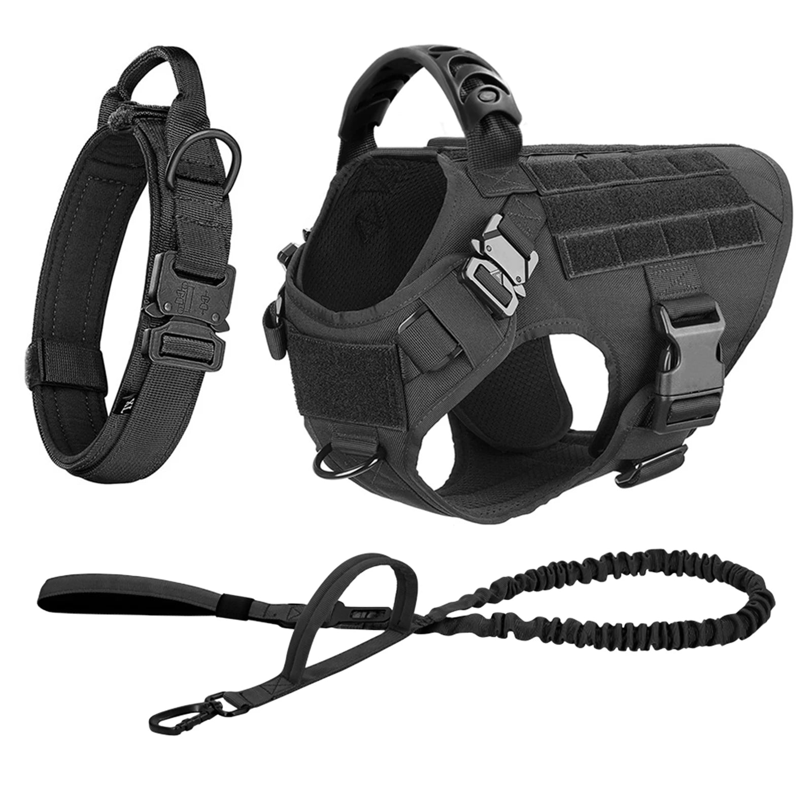 PawRoam Tactical Dog Harness & Leash Set — No-Pull Training Vest for Medium & Large Dogs