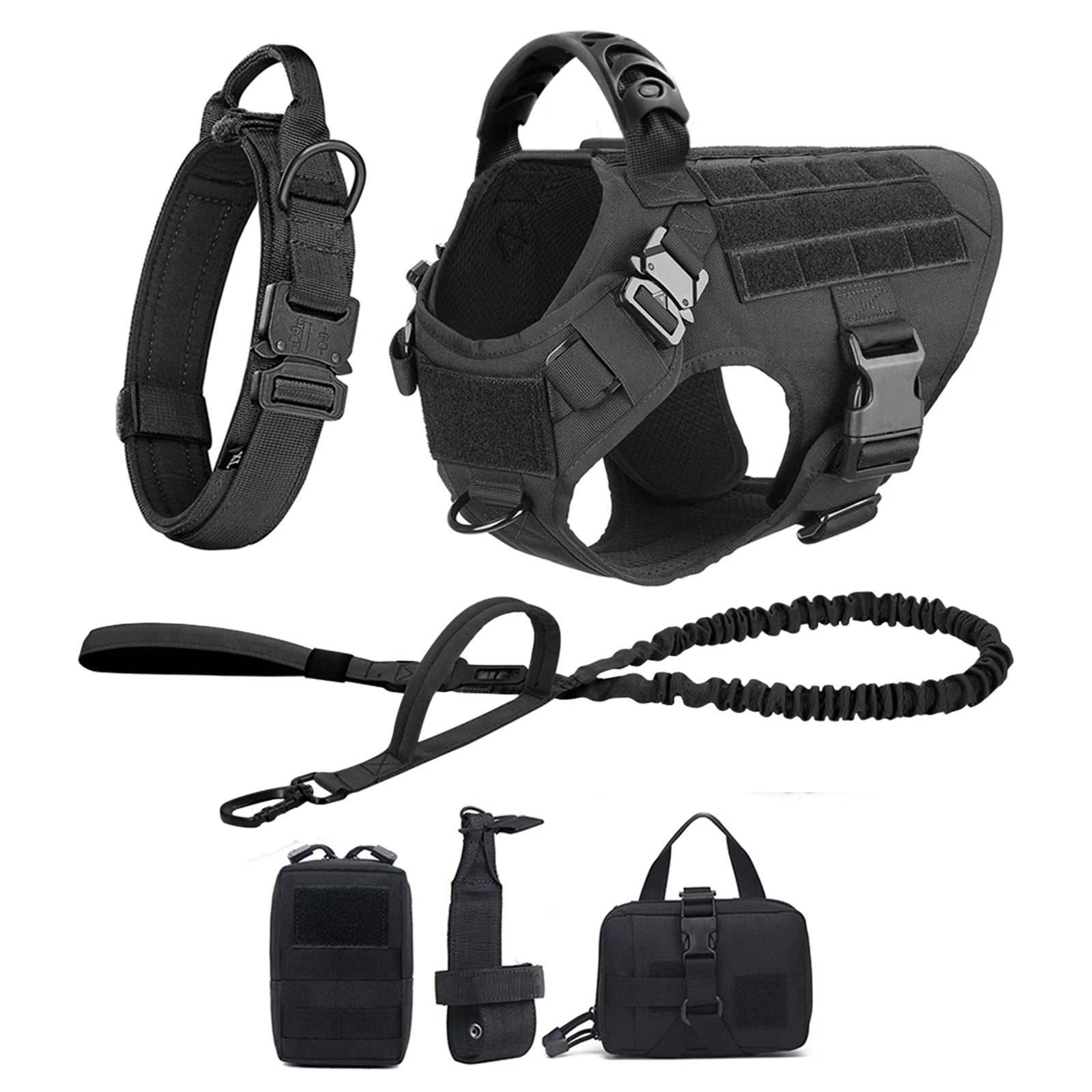 PawRoam Tactical Dog Harness & Leash Set — No-Pull Training Vest for Medium & Large Dogs