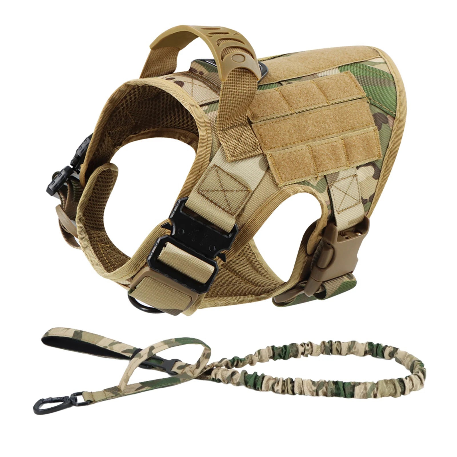 PawRoam Tactical Dog Harness & Leash Set — No-Pull Training Vest for Medium & Large Dogs