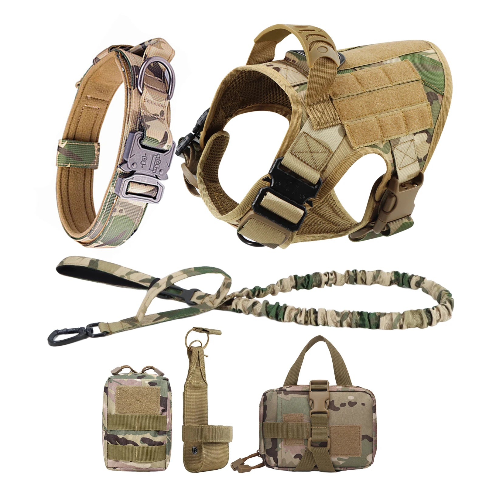 PawRoam Tactical Dog Harness & Leash Set — No-Pull Training Vest for Medium & Large Dogs