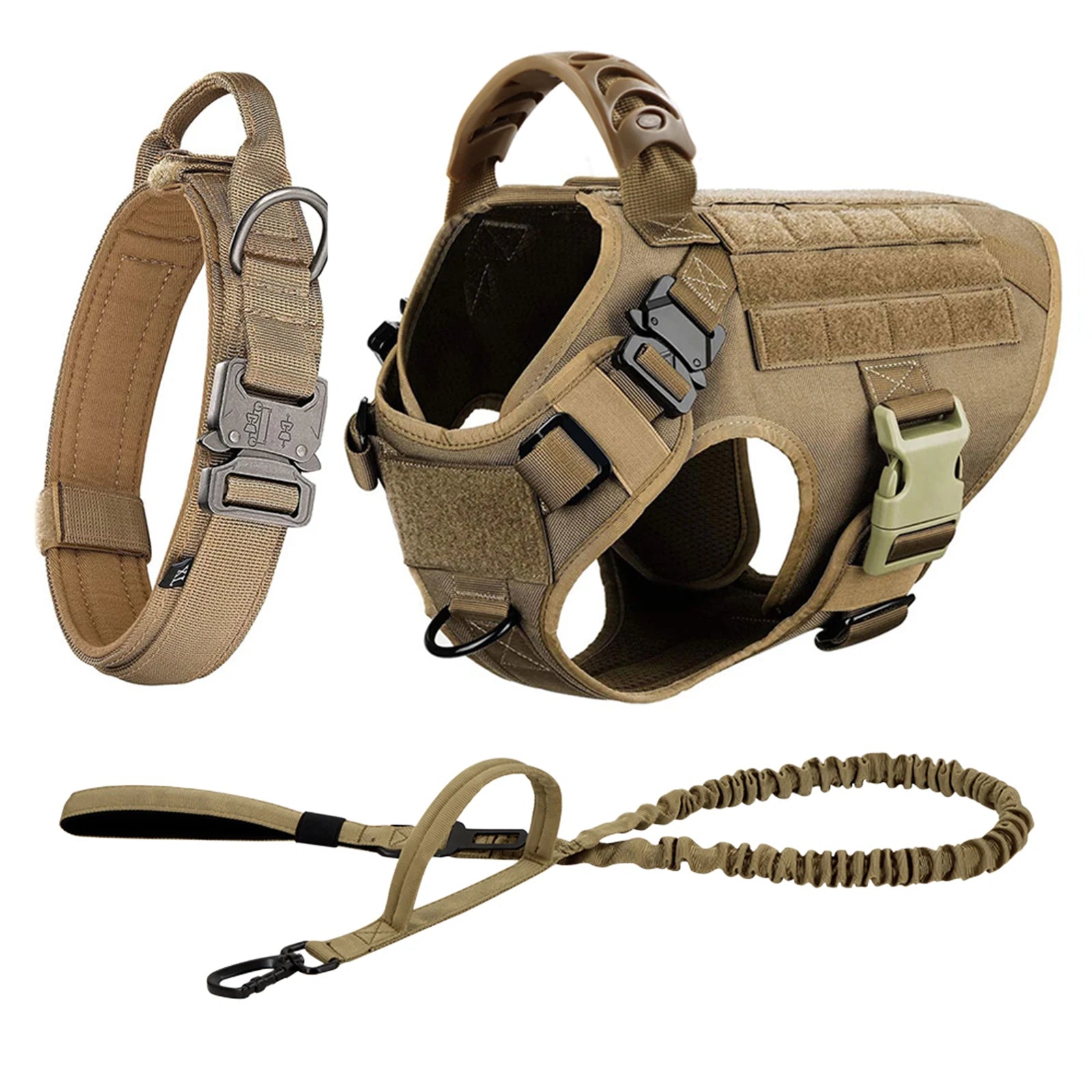 PawRoam Tactical Dog Harness & Leash Set — No-Pull Training Vest for Medium & Large Dogs