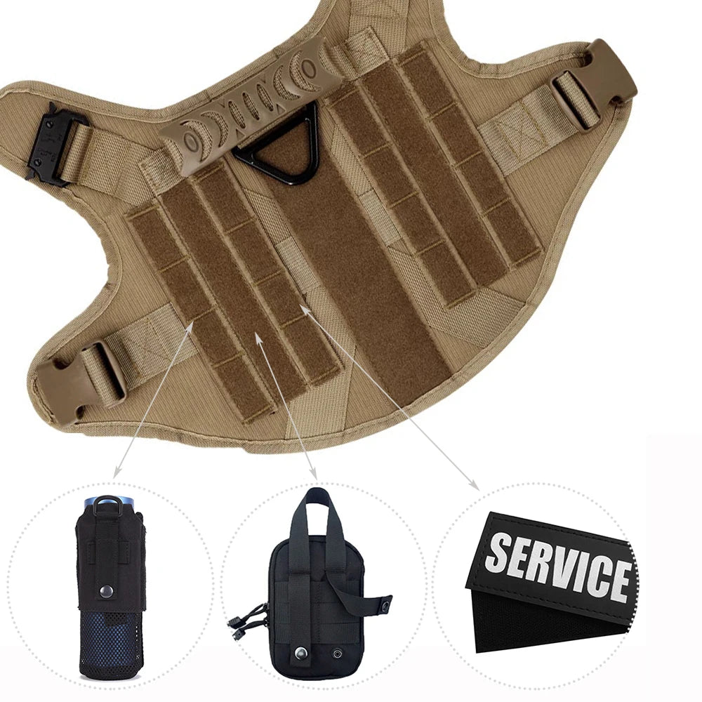 PawRoam Tactical Dog Harness & Leash Set — No-Pull Training Vest for Medium & Large Dogs