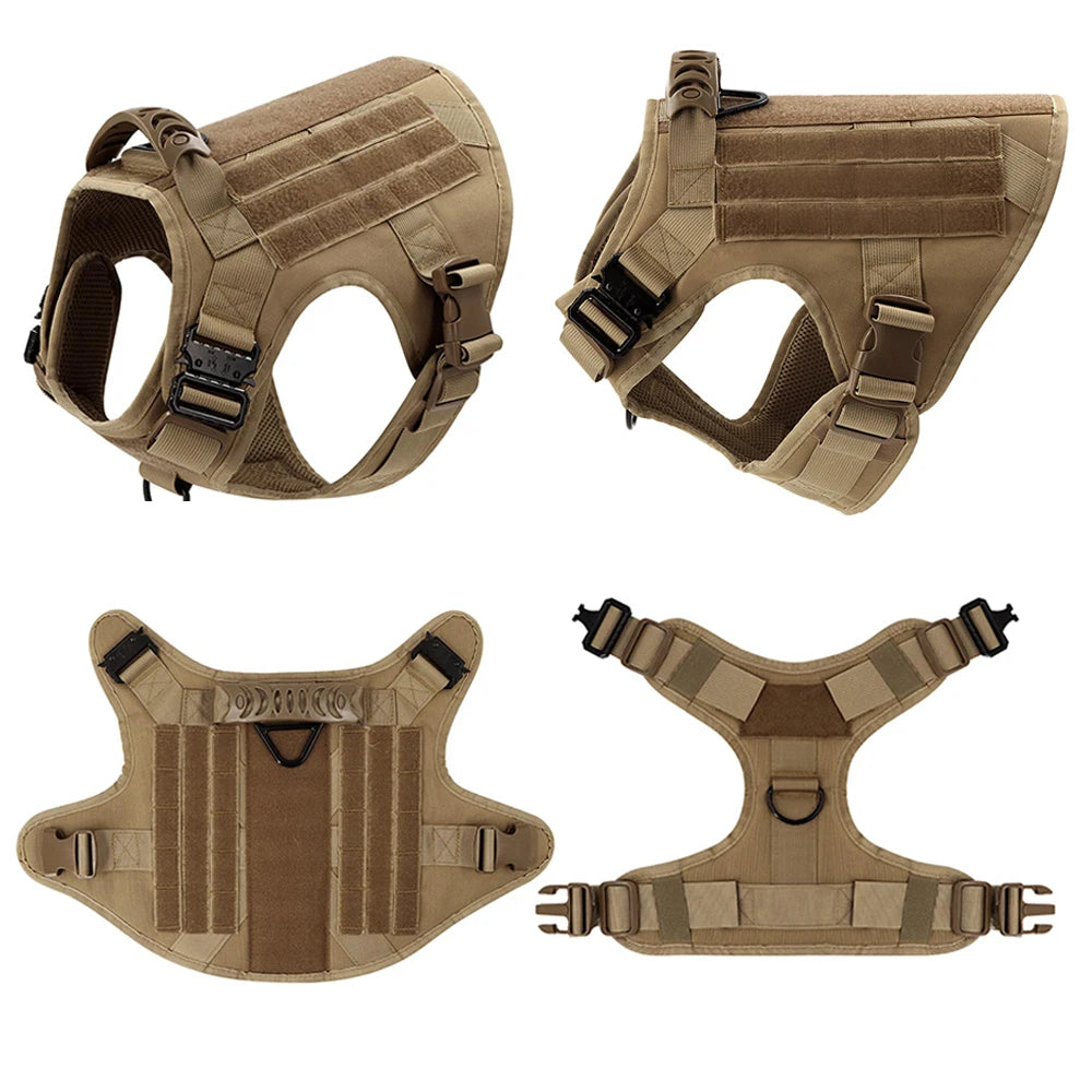 PawRoam Tactical Dog Harness & Leash Set — No-Pull Training Vest for Medium & Large Dogs