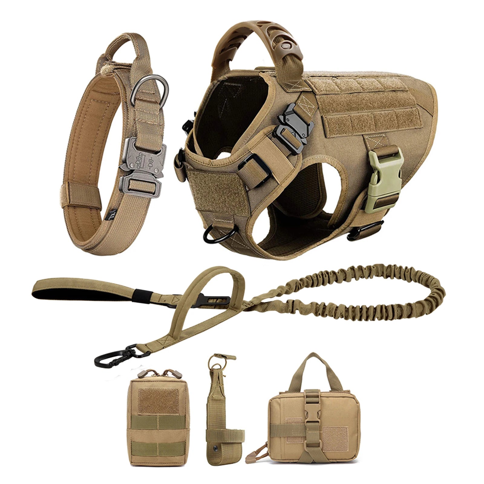PawRoam Tactical Dog Harness & Leash Set — No-Pull Training Vest for Medium & Large Dogs